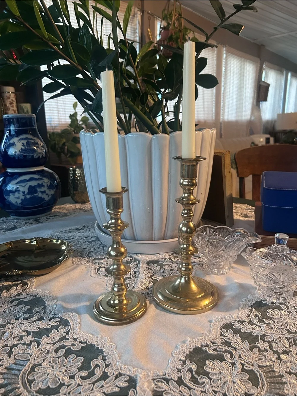 Brass Candlestick Pair – Classic Gold Home Accent, Vintage